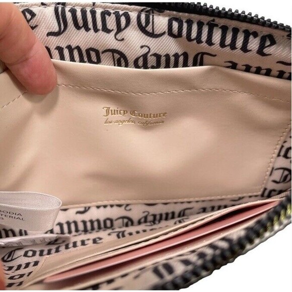 Juicy Couture Gothic Logo Free Spirit Zipper Wristlet Wallet Black Monogram NEW - Picture 4 of 8